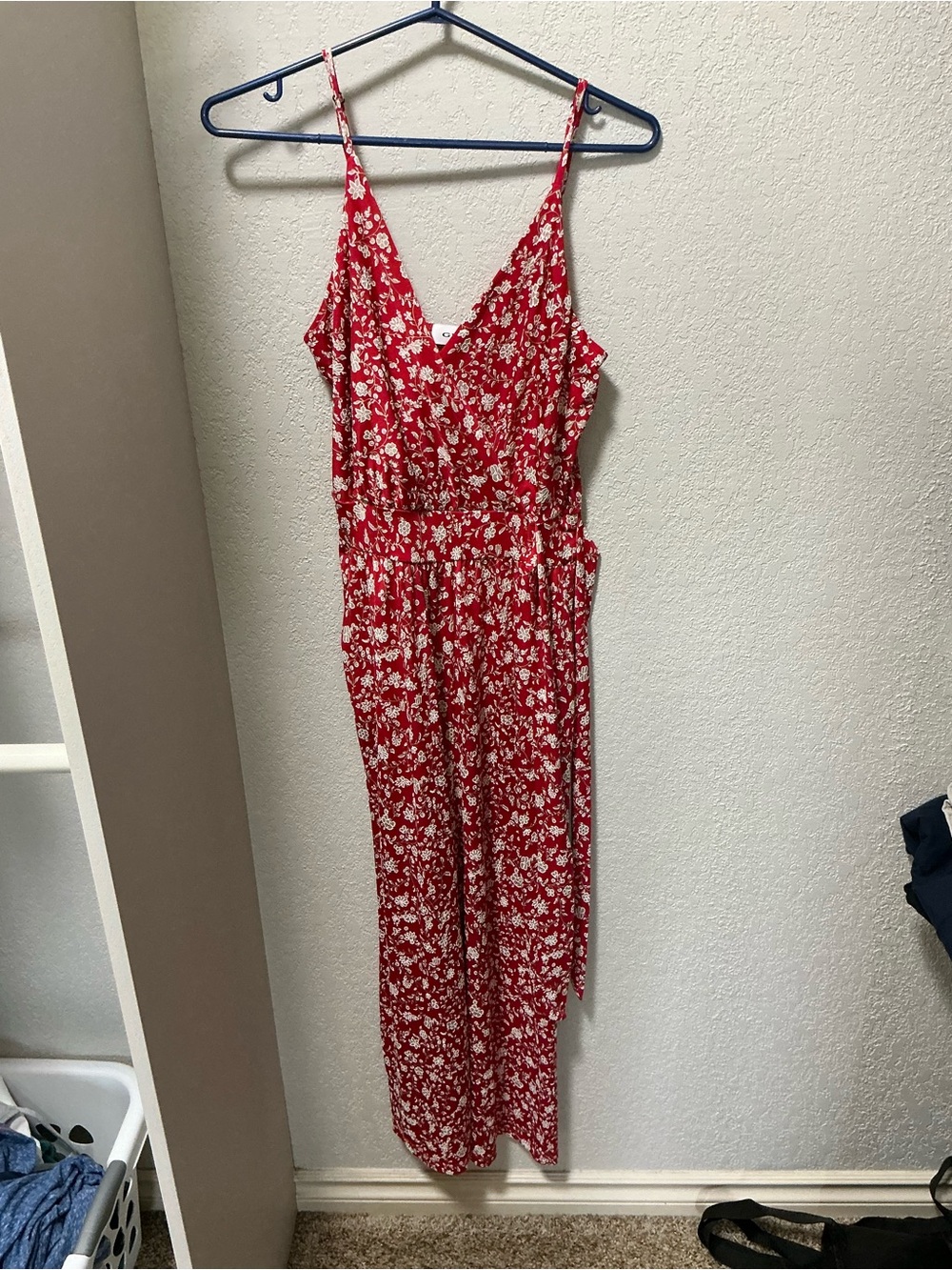 Gilli Red Floral Spaghetti-Strap Jumpsuit